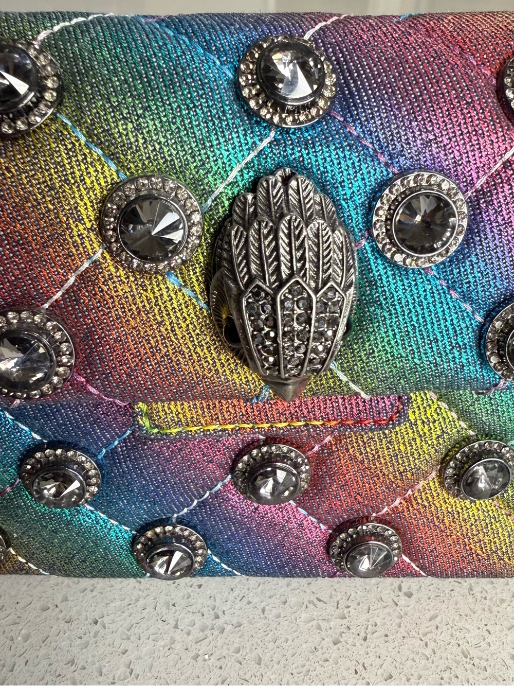 Rainbow Quilted Crossbody Bag with Gunmetal Chain - Picture 5 of 5